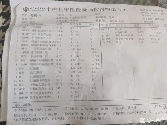 ”验血报告大家看看